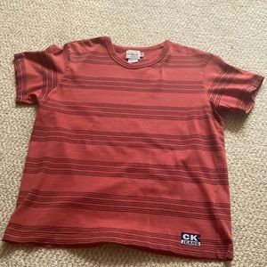 Calvin Klein Jeans cotton dark pink/light red shirt with black stripes